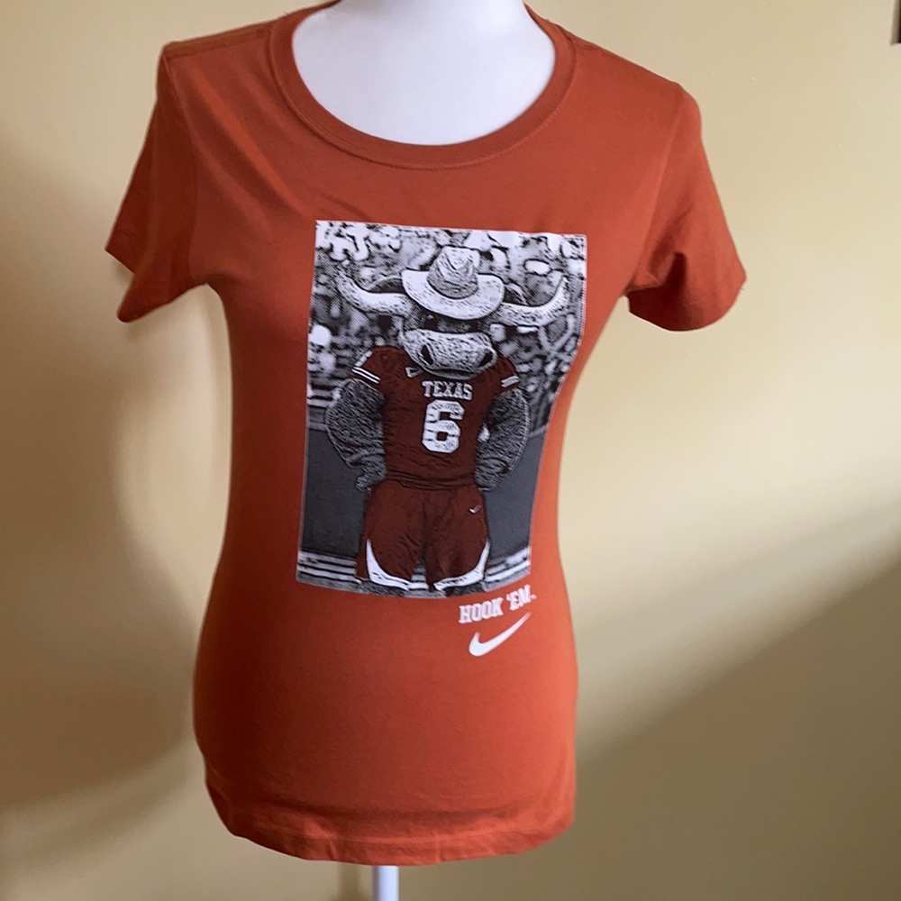 Nike Texas Longhorns tee shirt women, short sleeve shirt orange, fitted